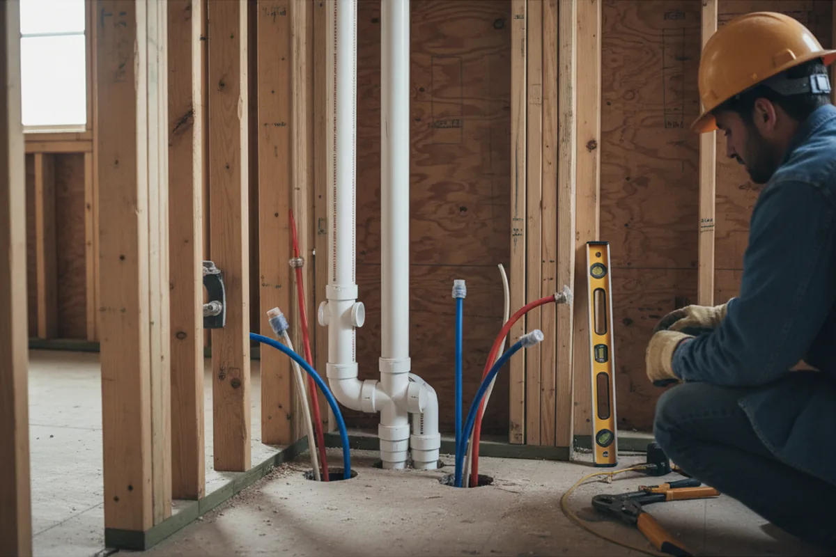Drain and supply rough-in during Drain Cleaning in Whitmire