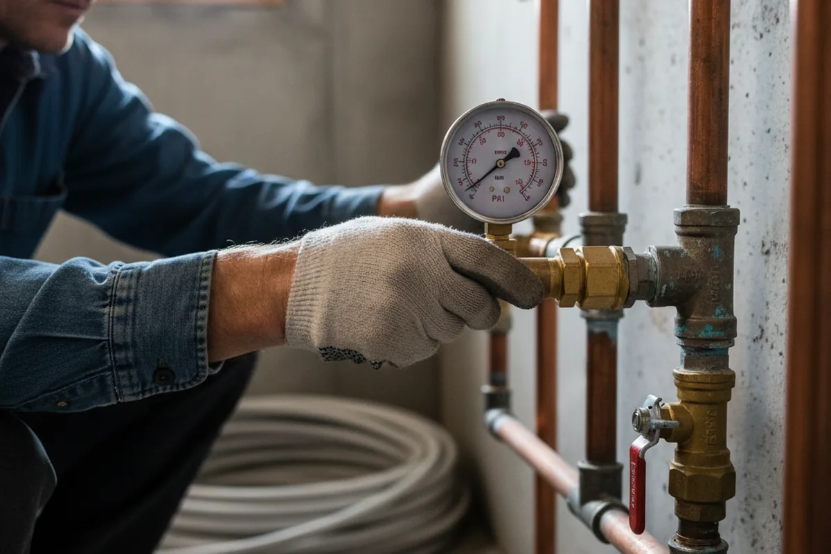 Pressure testing a repaired line during Water Line Repair in Whitmire